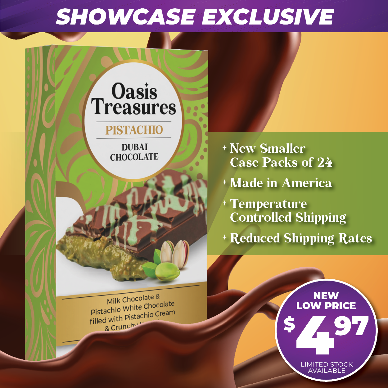 Dubai Chocolate Bar Pistachio by Oasis Treasures 2.45oz